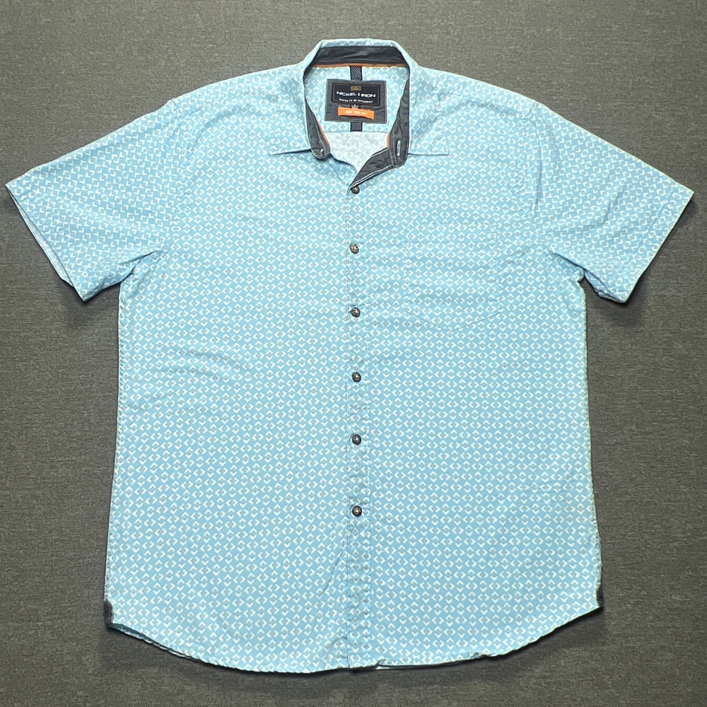 Nickel & Iron Shirt Mens Large Geometric Short Sleeve Button Up Casual